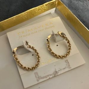 24k over silver rope hoop earrings